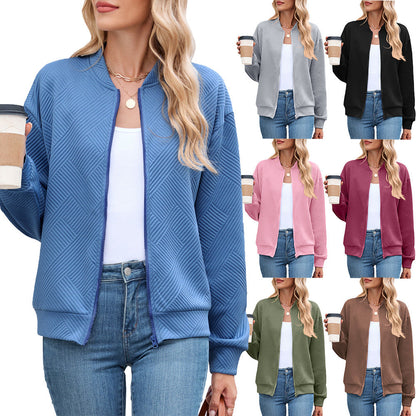 Women's casual cardigan with textured pattern and practical pockets NOVAE