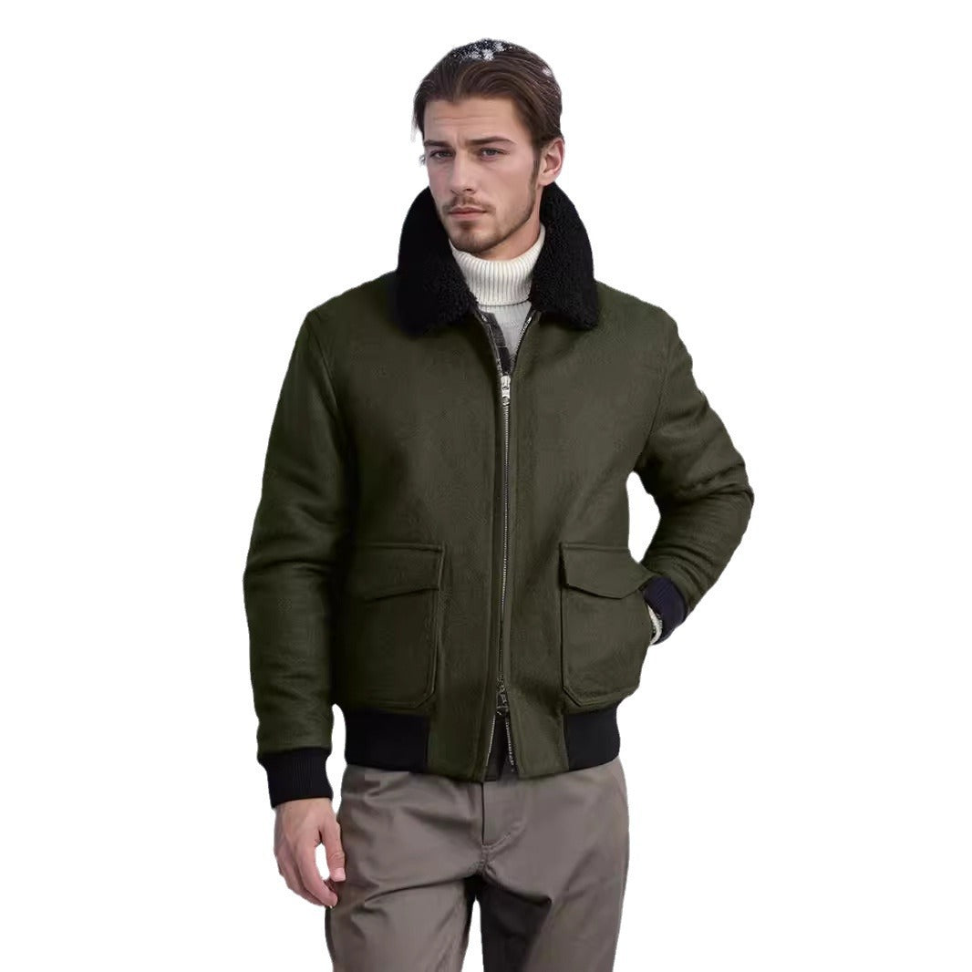 Men's bomber jacket with fleece collar and practical pockets NOVAE