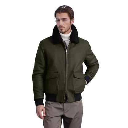 Men's bomber jacket with fleece collar and practical pockets NOVAE