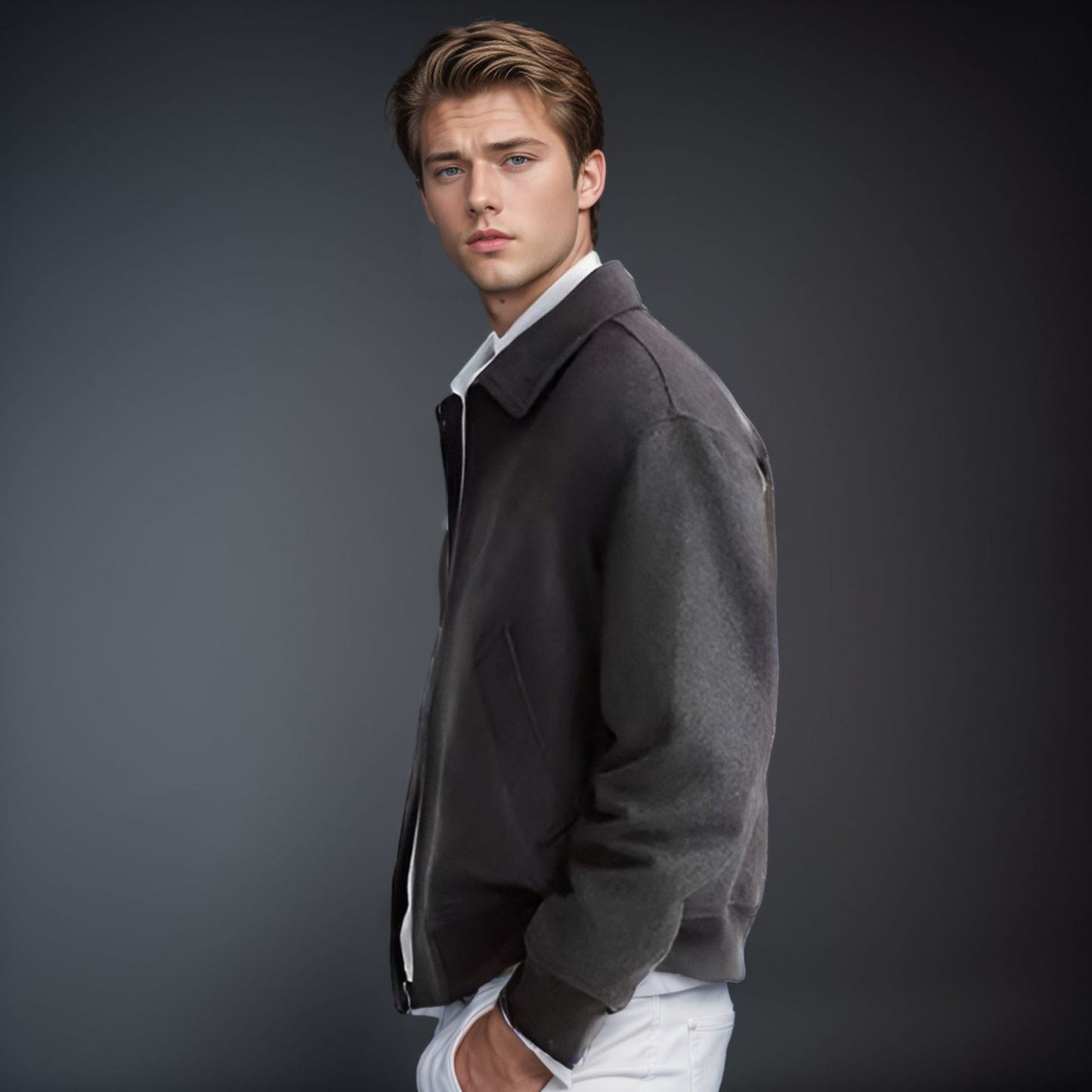 Men's colorful fleece bomber jacket with side pockets NOVAE