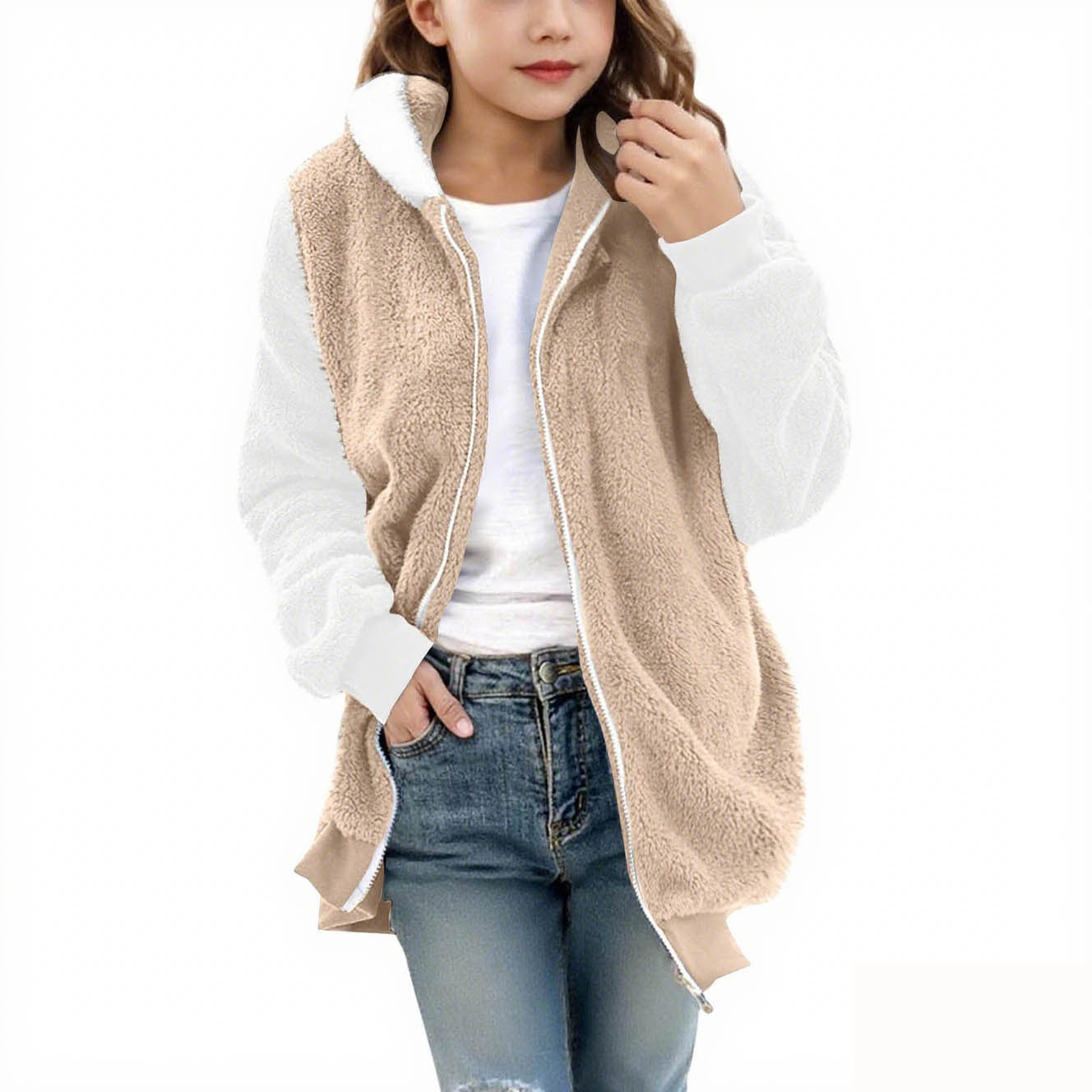 Women's cozy hooded coat with zipper NOVAE