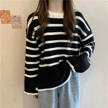 Women's cozy striped knit sweater NOVAE