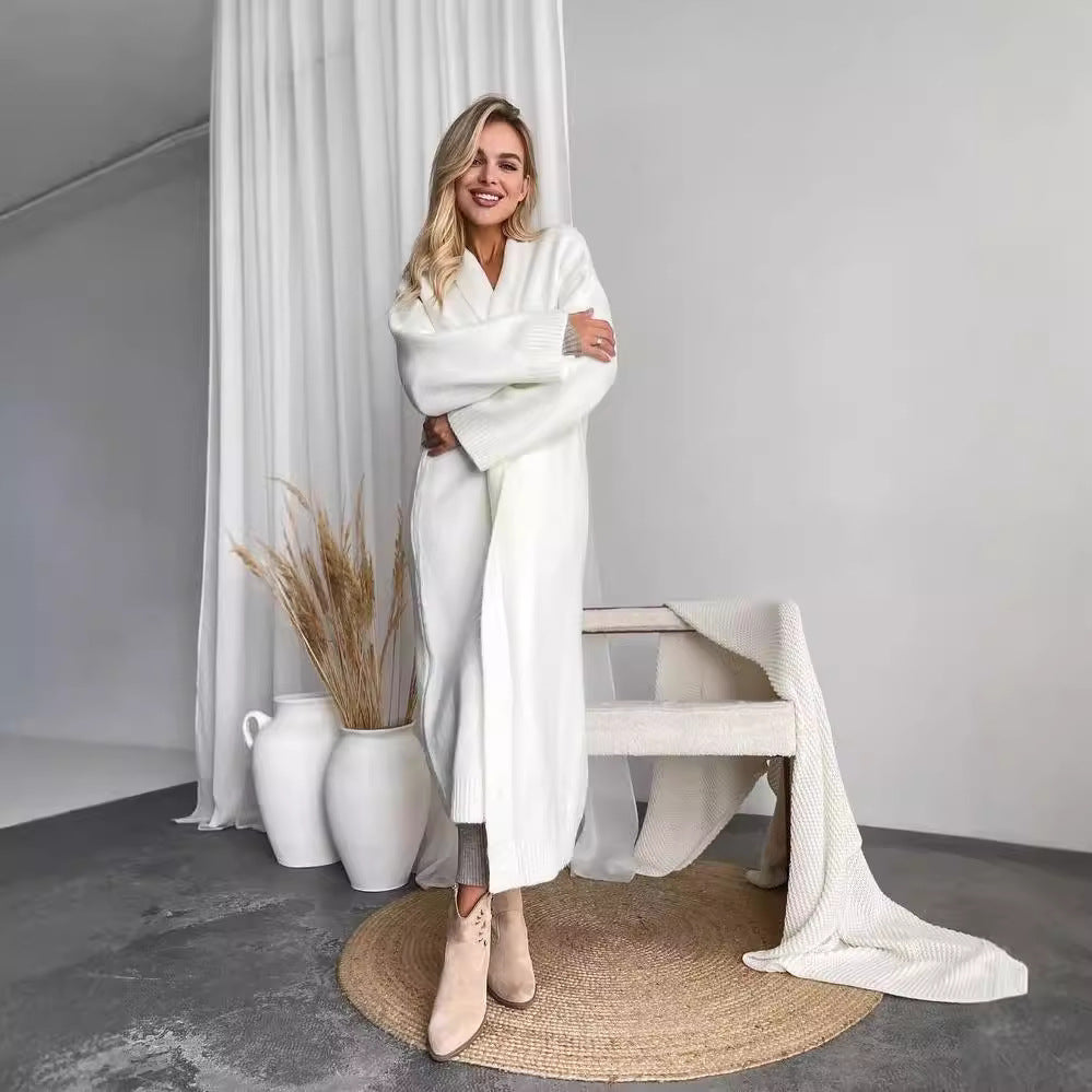 Women's Long Cardigan with Deep Collar NOVAE