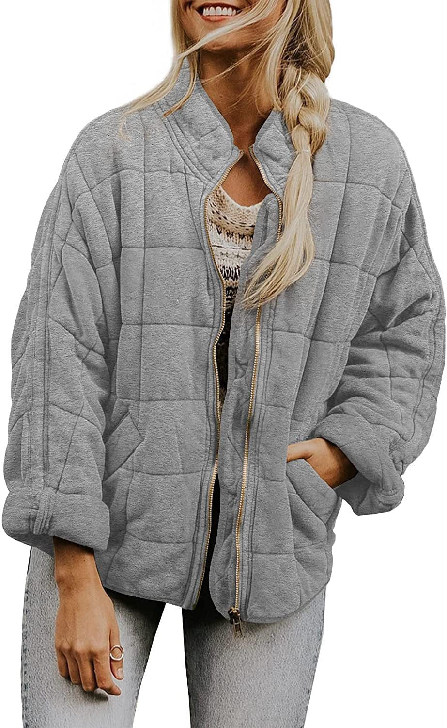 Women's quilted hooded jacket with zipper and pockets NOVAE
