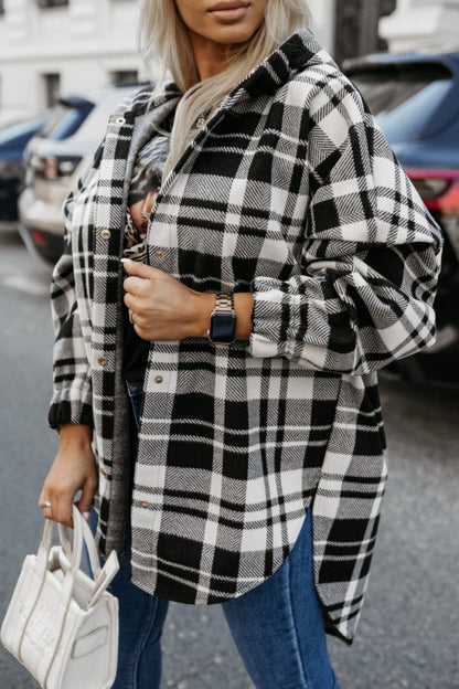 Women's Oversized Shirt Dress in a Modern Check Pattern NOVAE