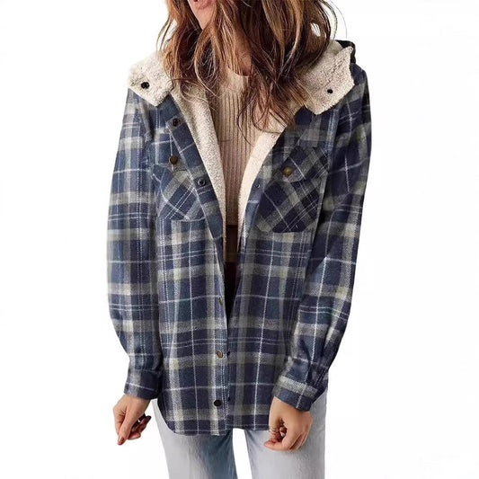 Women's checked flannel jacket with cozy lining NOVAE