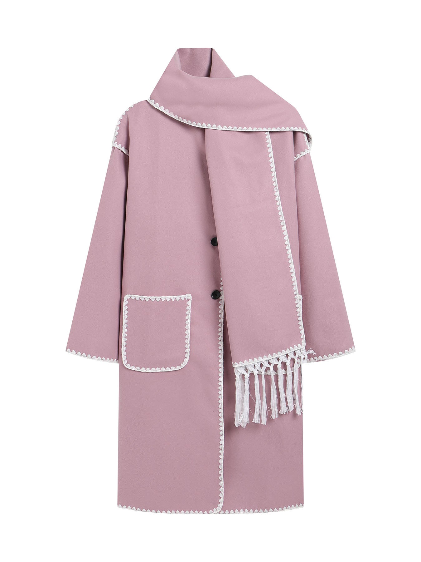 Women's elegant transitional coat with fringed trim NOVAE