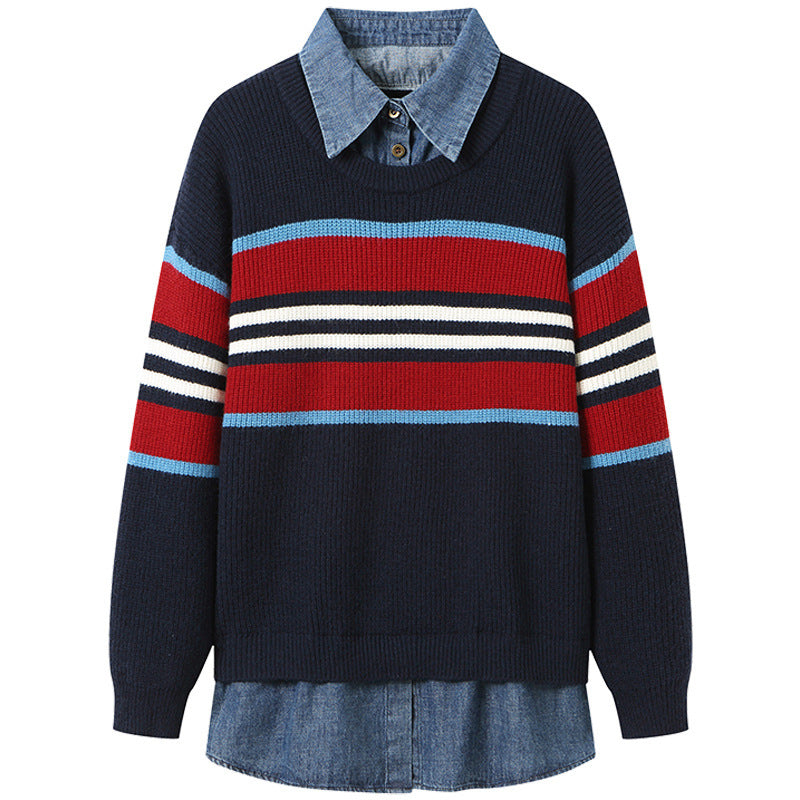 Women's striped knit sweater with a relaxed fit and comfortable feel NOVAE