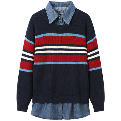 Women's striped knit sweater with a relaxed fit and comfortable feel NOVAE