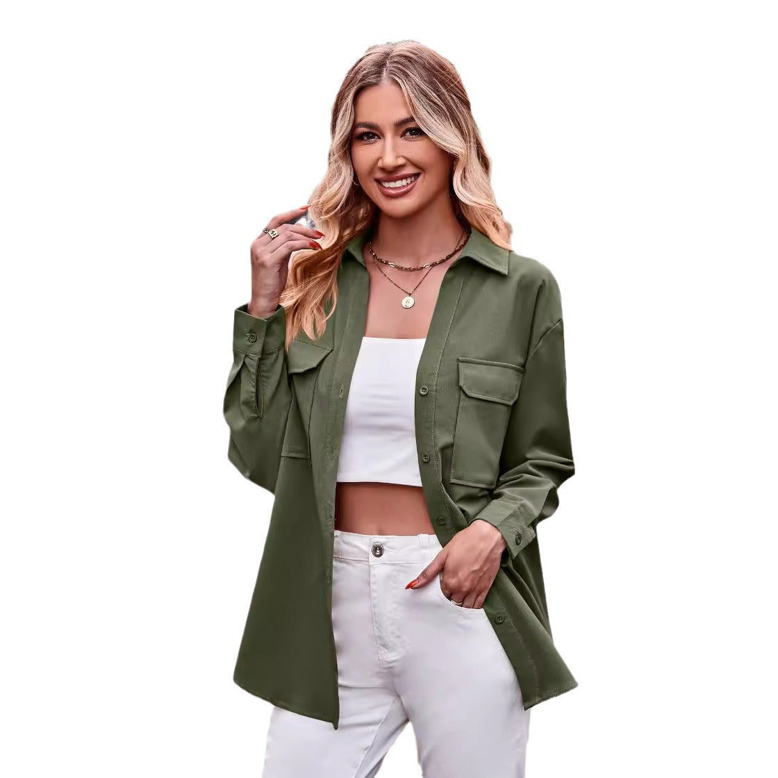 Women's casual shirt blouse with practical chest pockets and a relaxed fit NOVAE