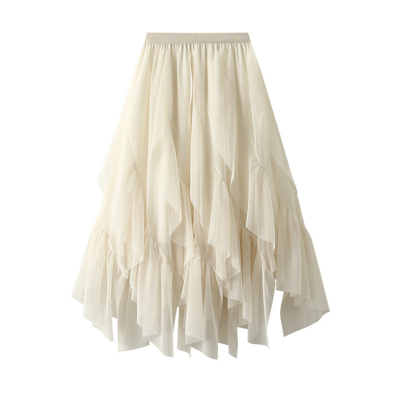 Women's Voluminous Tulle Skirt with Asymmetrical Hem and Multi-Layered Design NOVAE