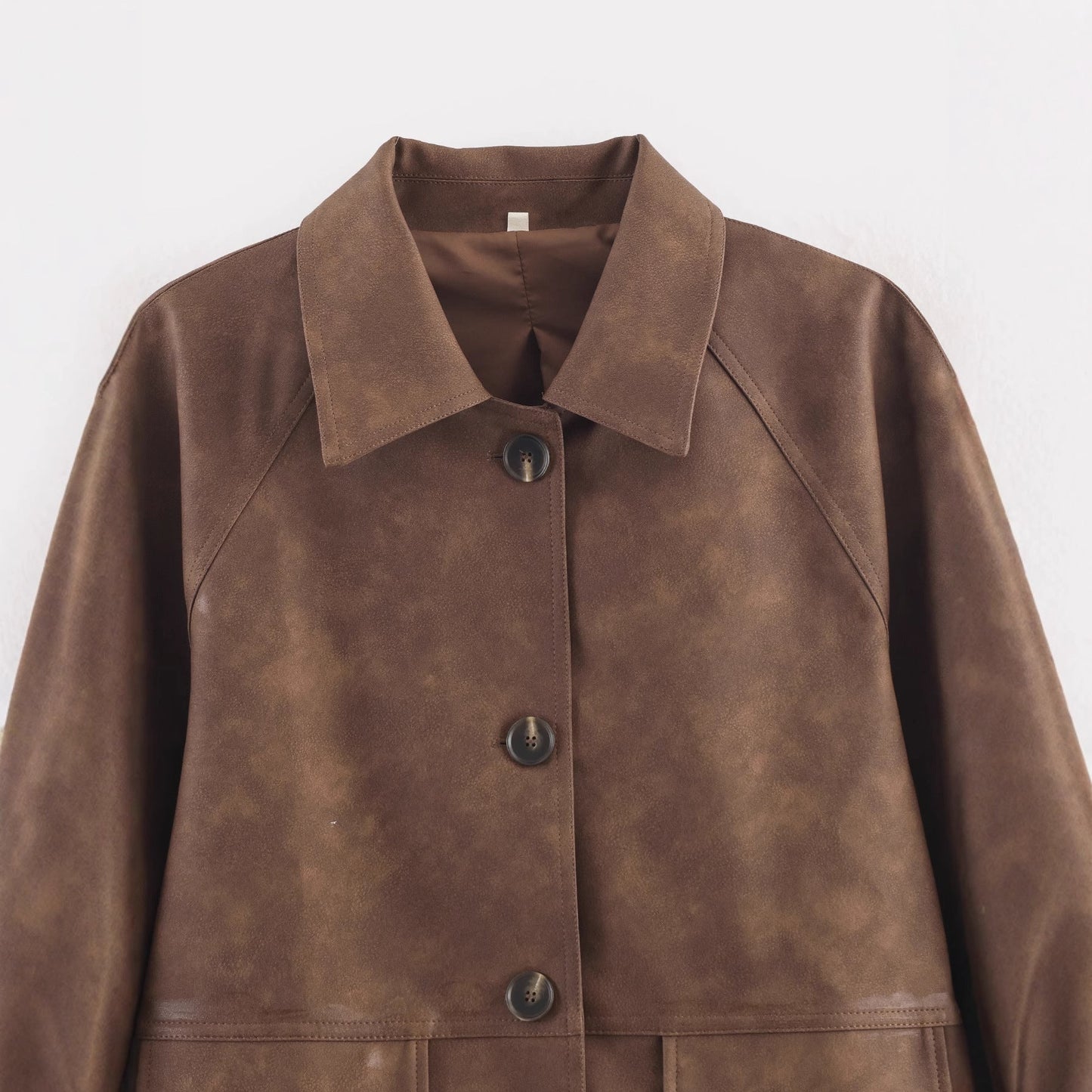 Women's casual faux leather jacket with pockets NOVAE