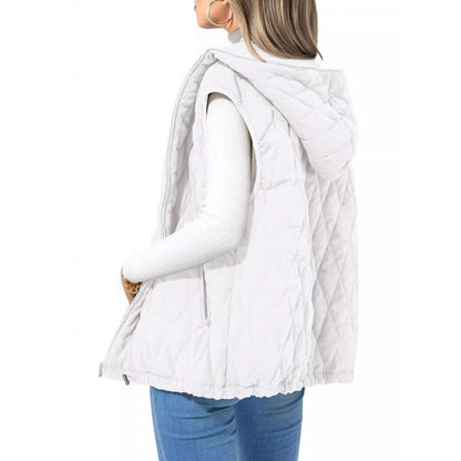 Women's quilted vest with hood and side zip pockets NOVAE
