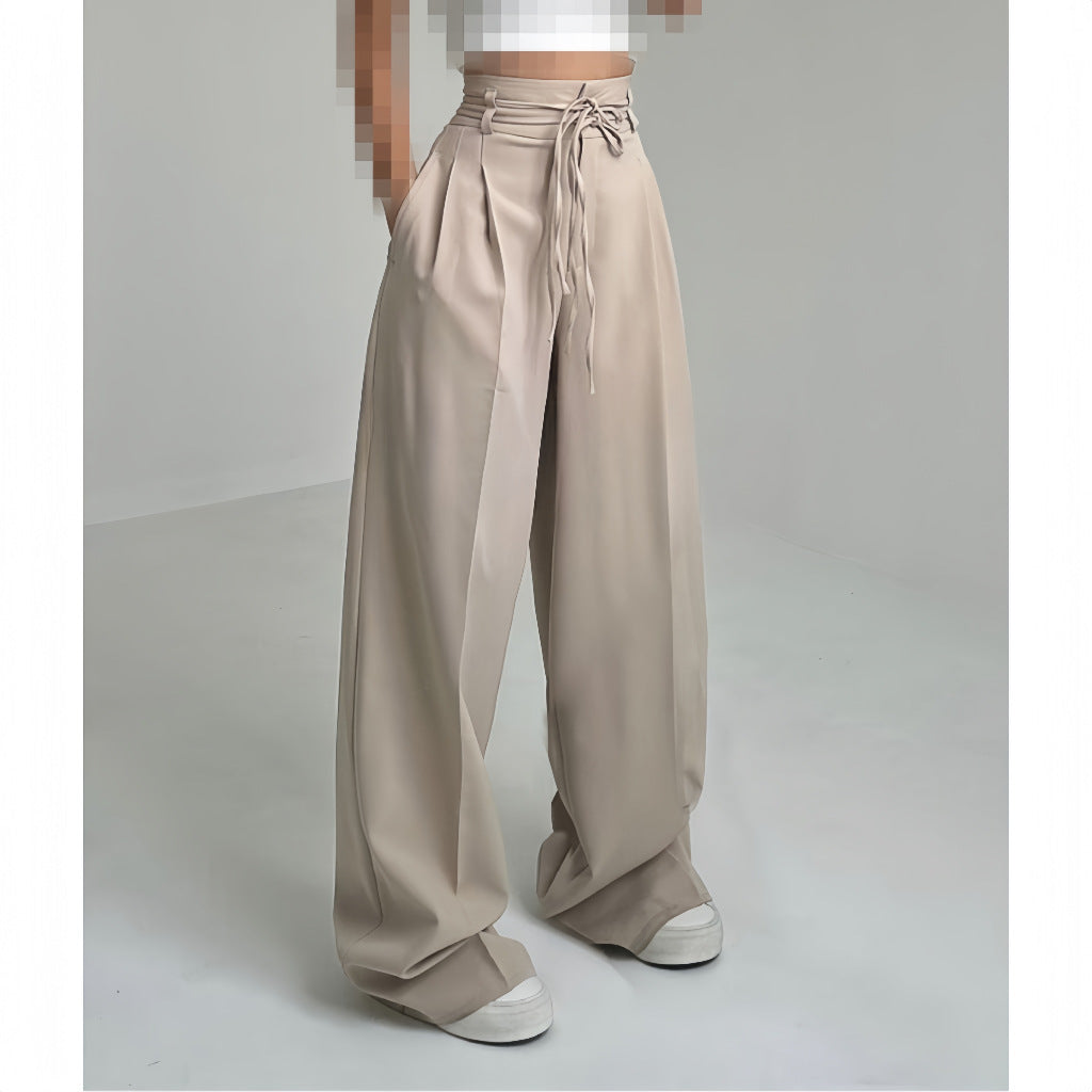 Women's wide-leg high-waisted trousers with sophisticated draping NOVAE