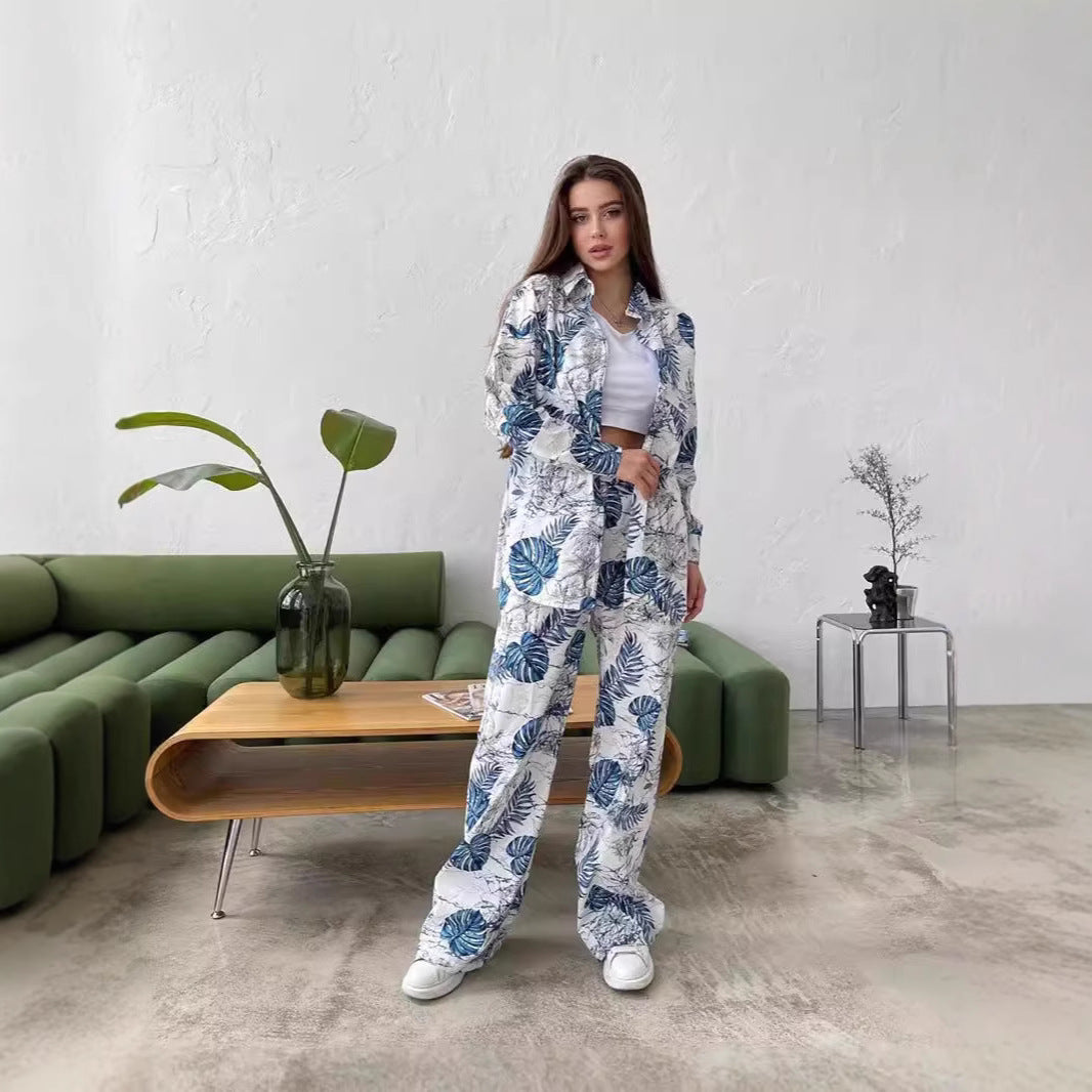 Women's casual leisure lounge set with floral pattern NOVAE