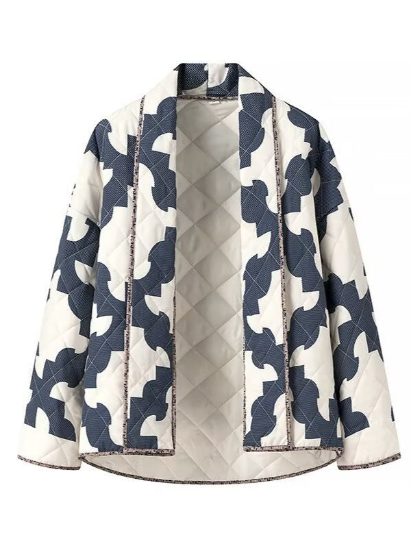 Women's quilted throw jacket with modern graphic design and generous pockets NOVAE