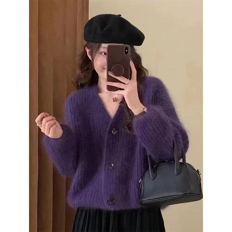 Women's Cozy Knit Cardigan with Large Buttons NOVAE