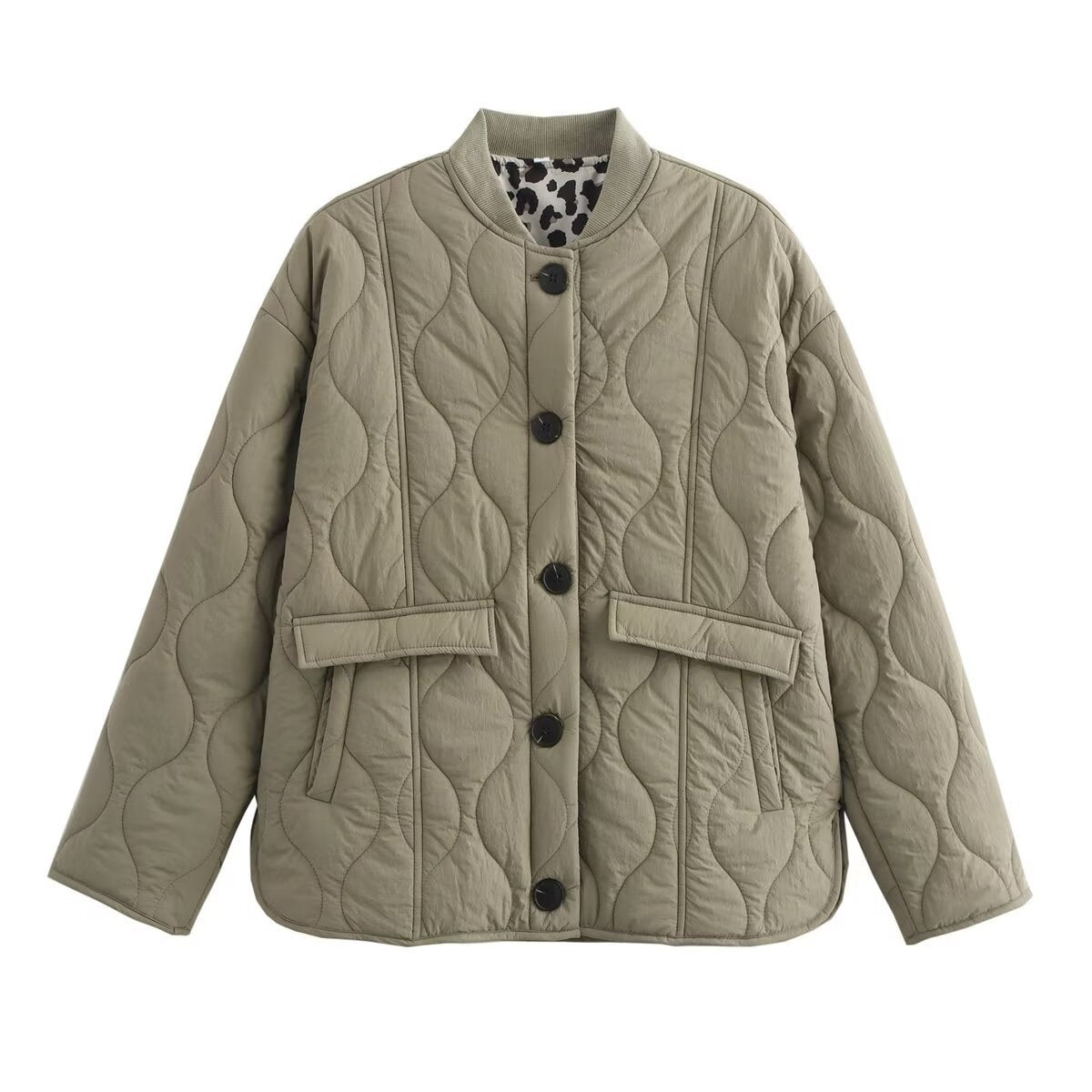 Women's quilted transitional jacket with practical pockets and fashionable stand-up collar NOVAE