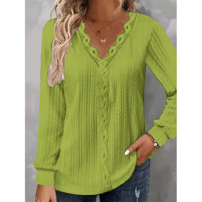 Women's long-sleeved blouse with elegant lace accents and a structured design NOVAE