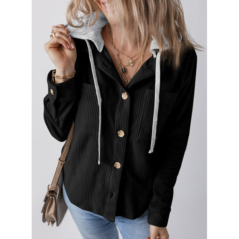 Women's casual shirt jacket with hood and side pockets NOVAE