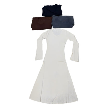 Women's elegant maxi dress with fine ribbing and V-neck NOVAE