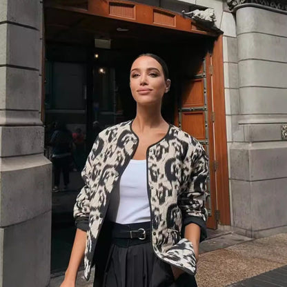 Women's urban lined blouson with unique pattern NOVAE