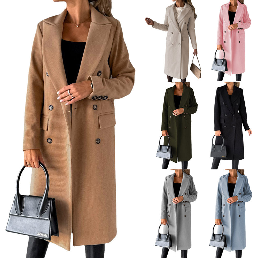 Women's elegant double-breasted coat with practical pockets and high-quality workmanship NOVAE