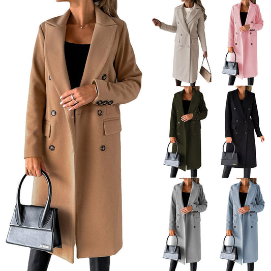 Women's elegant double-breasted coat with practical pockets and high-quality workmanship NOVAE