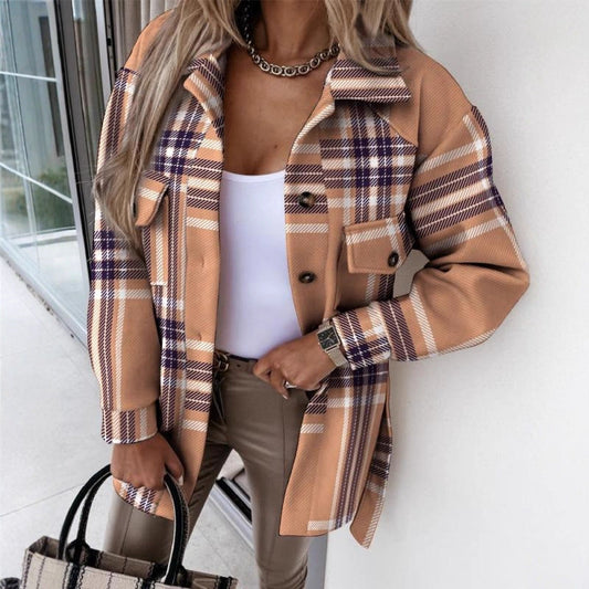 Women's Checkered Long Sleeve Blouse NOVAE