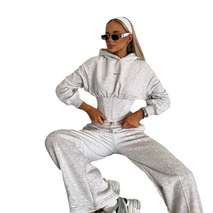 Women's fashionable cropped hoodie with lacing NOVAE