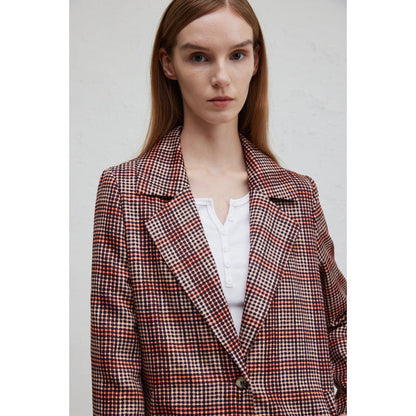 Women's elegant plaid coat with double button placket and relaxed cut NOVAE