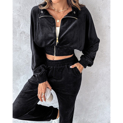 Women's tracksuit with cropped jacket and elastic waistband NOVAE