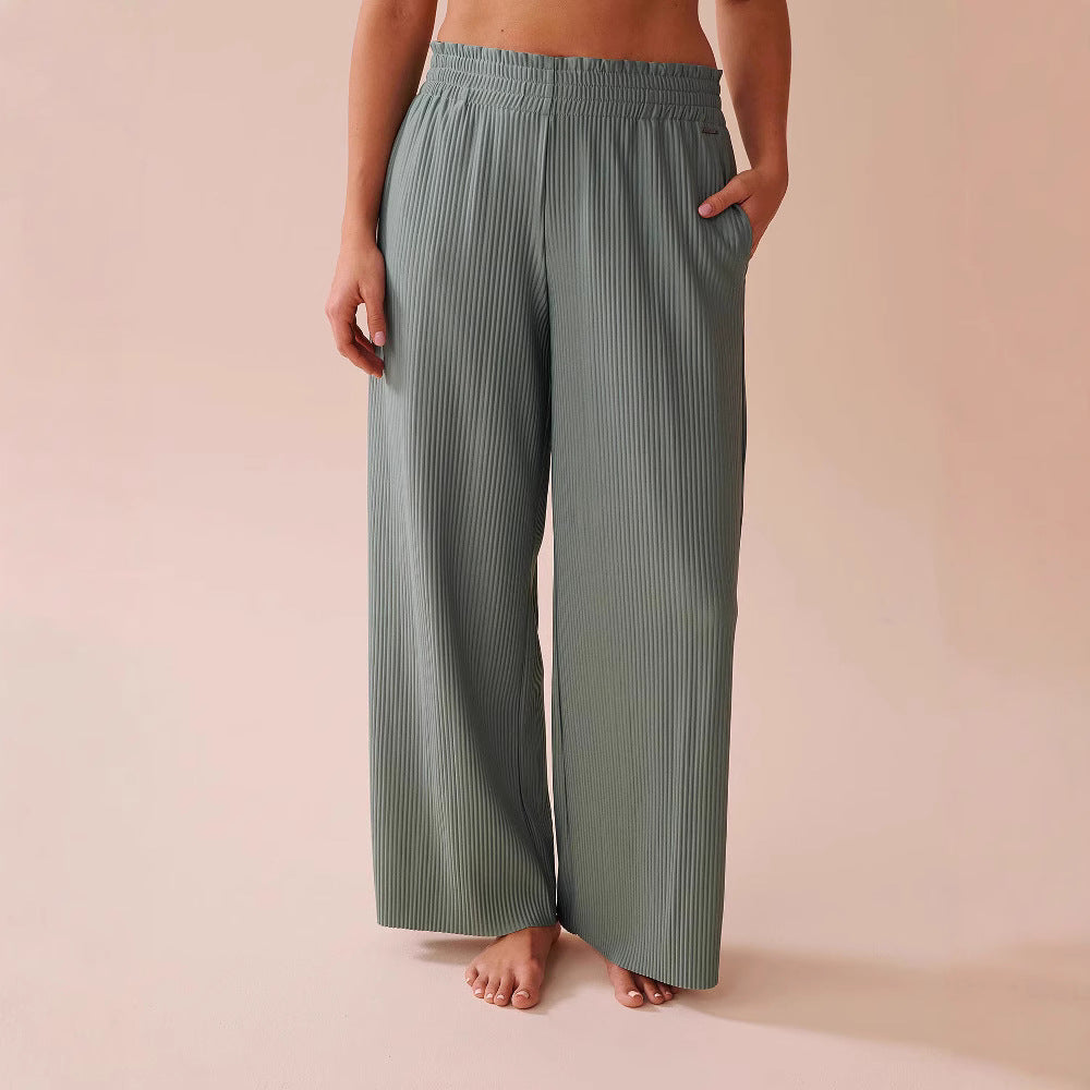 Women's casual pleated trousers with elasticated waistband and side pockets NOVAE