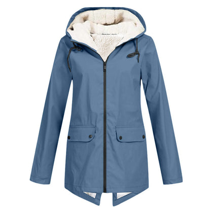 Women's weatherproof and lined rain jacket with adjustable hood collar NOVAE