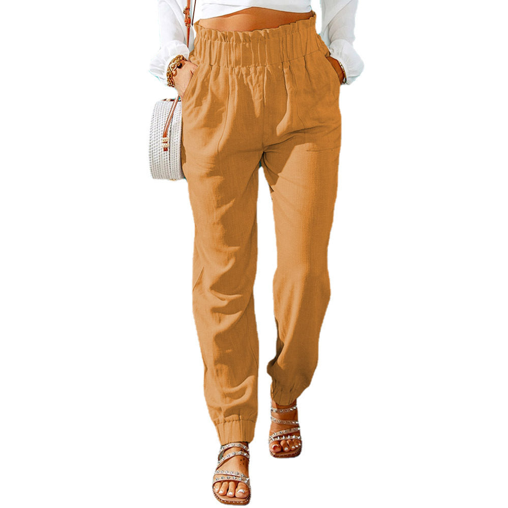 Women's casual trousers with elasticated waistband and side pockets NOVAE