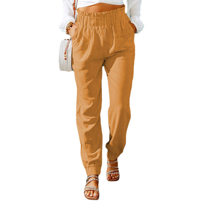 Women's casual trousers with elasticated waistband and side pockets NOVAE