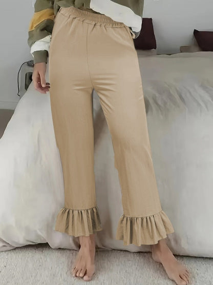 Women's fashionable palazzo trousers with flounced hems NOVAE