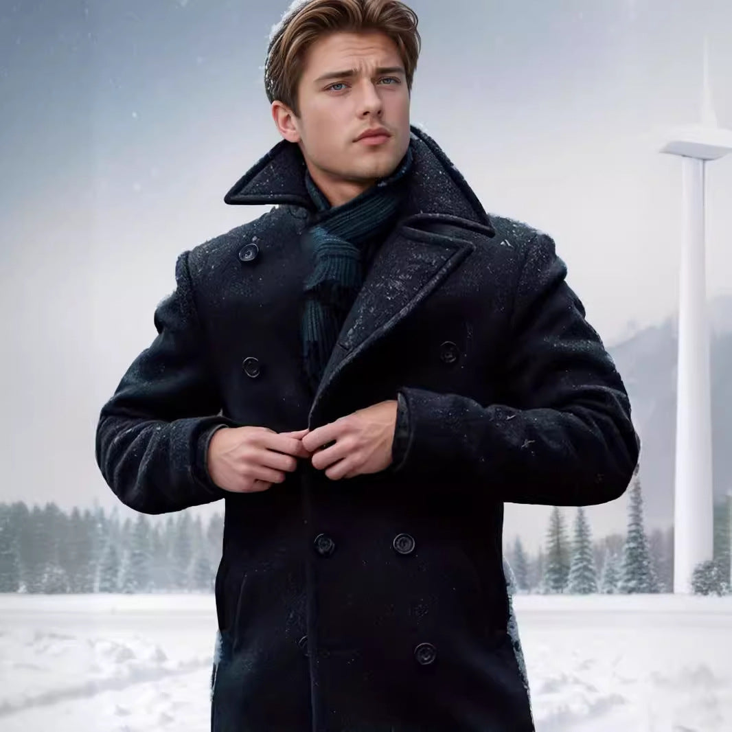 Men's classic and stylish double-breasted wool coat NOVAE