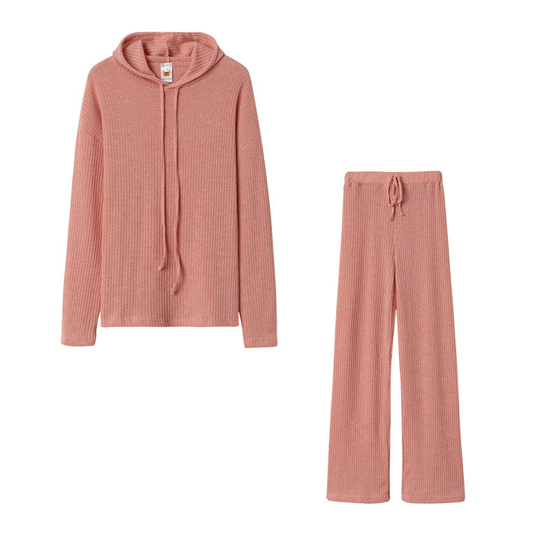 Women's Relaxed Fit Sweater Set with Hood and Wide-Leg Trousers NOVAE