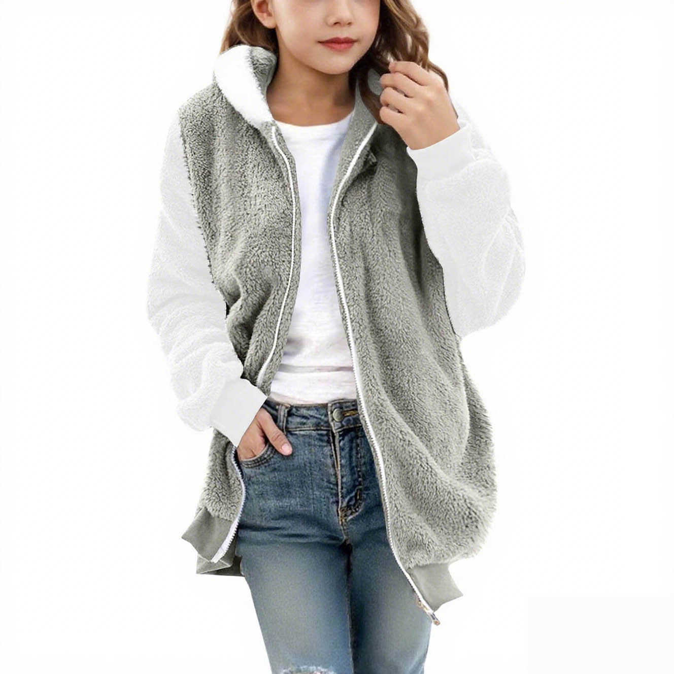 Women's cozy hooded coat with zipper NOVAE