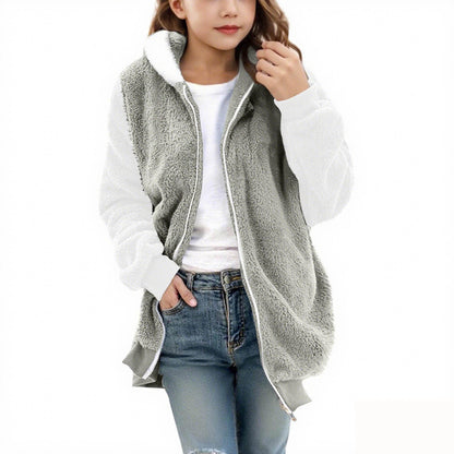 Women's cozy hooded coat with zipper NOVAE