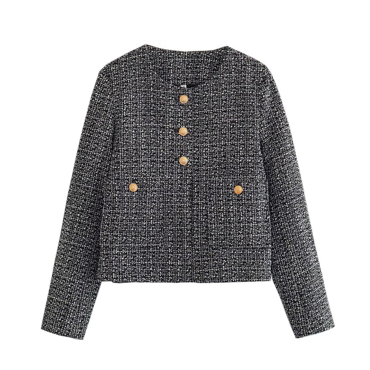 Women's fashionable tweed jacket with textured fabric NOVAE