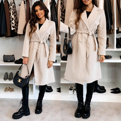 Women's trench coat with double-breasted button closure and chic waist belt NOVAE