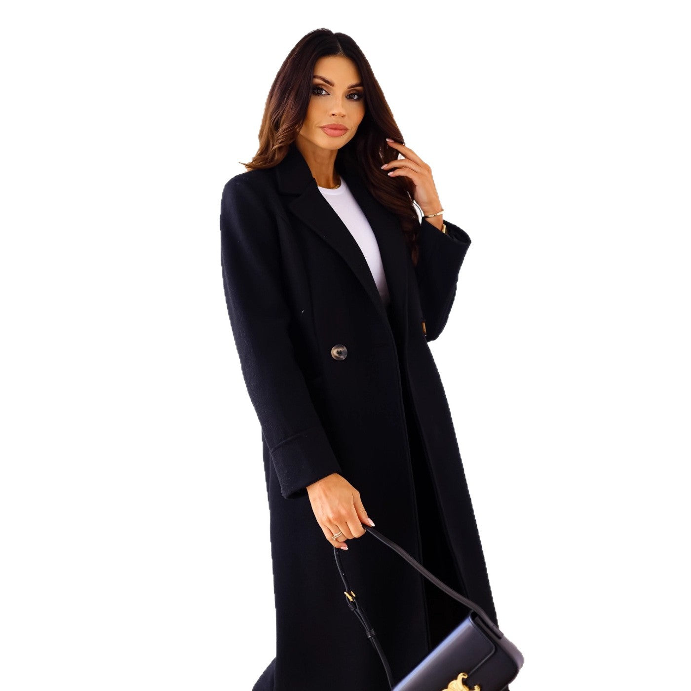 Women's Elegant and fashionable wool coat with double button row NOVAE