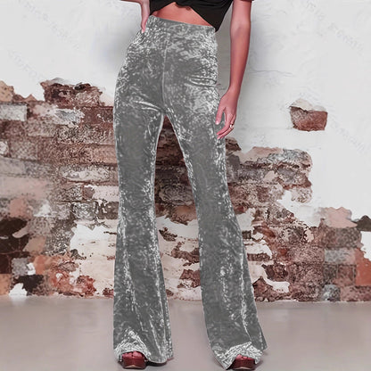 Women's flared trousers in luxurious velvet with a high waist NOVAE