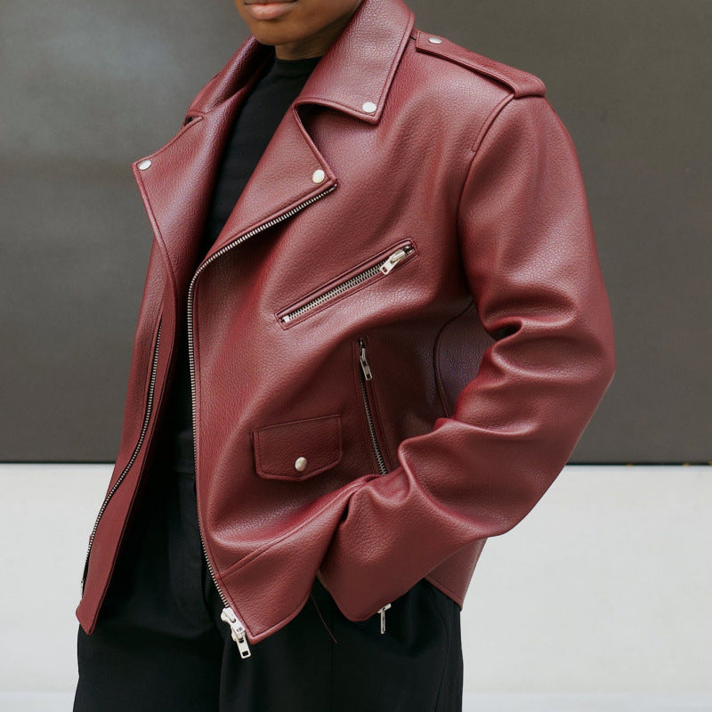 Women's fashionable biker leather jacket with asymmetrical zipper NOVAE