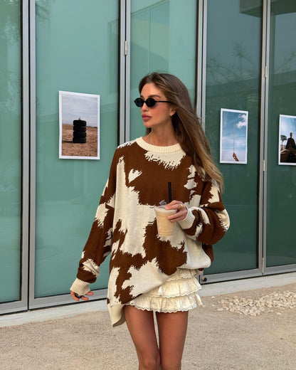 Women's oversized sweater with creative color pattern NOVAE