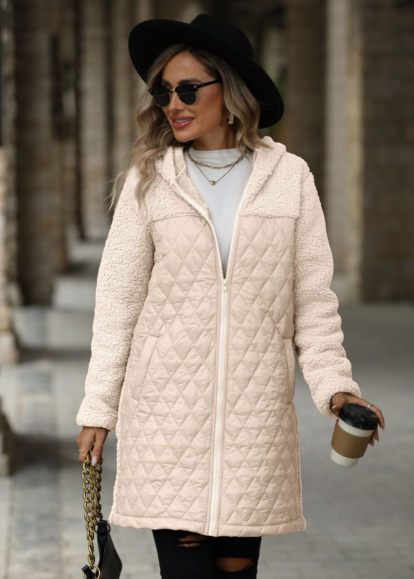 Women's transitional jacket with cozy fleece and hood NOVAE