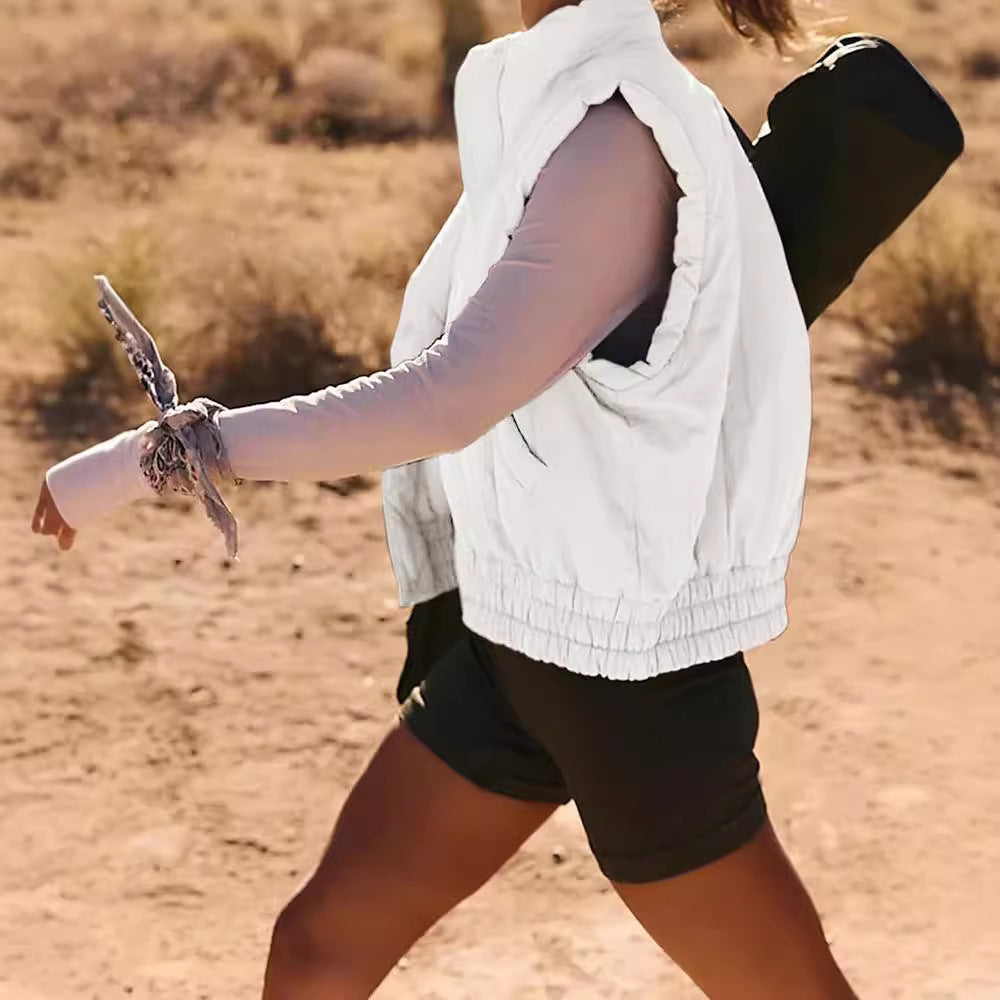 Women's vest with quilted details and high collar line NOVAE