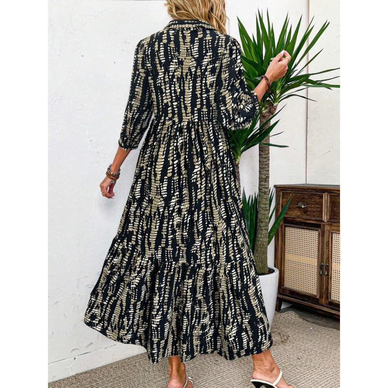 Women's shirt dress with sophisticated ruffle details and asymmetrical hem NOVAE